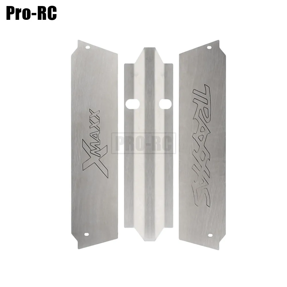 1Set Front & Rear #7744 Stainless Steel Chassis Armor Skid Plate Guard Protect Set for RC Car 1/5 Traxxas X-Maxx 77086-4 6S 8S