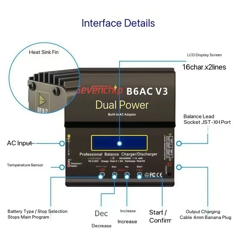 Inteligentna ładowarka balansująca imax B6AC V3 80W do akumulatorów RC Helicopter Re-peak NiMH NiCD LiHV NiCd PB Li-ion