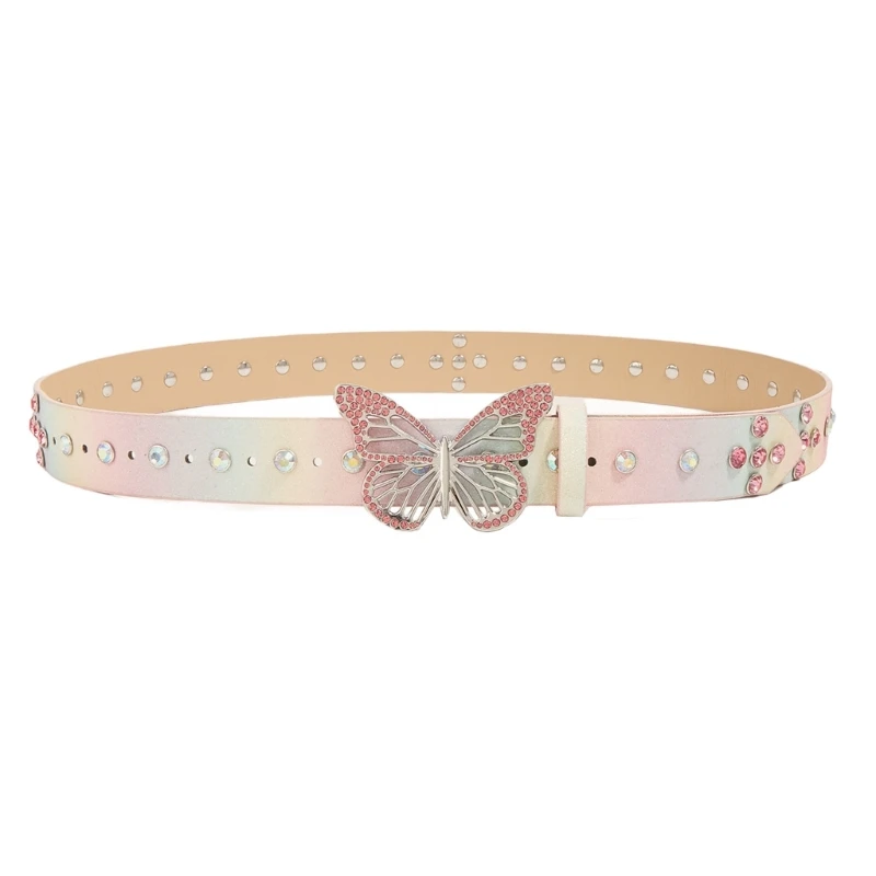 Luxurious Rhinestones Buckle Waist Belt Adult Western Butterfly Adjustable Belt Dropship