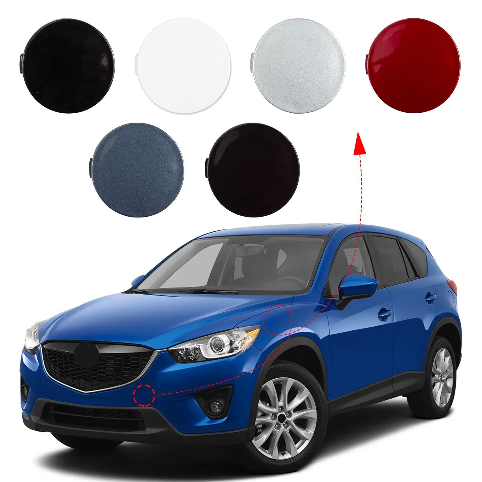 

Крышка фаркопа переднего бампера, буксировочная проушина для Mazda CX-5, аксессуары 2013, 2014, 2015, 2016, KD4550A12BB KD45-50-A12-BB