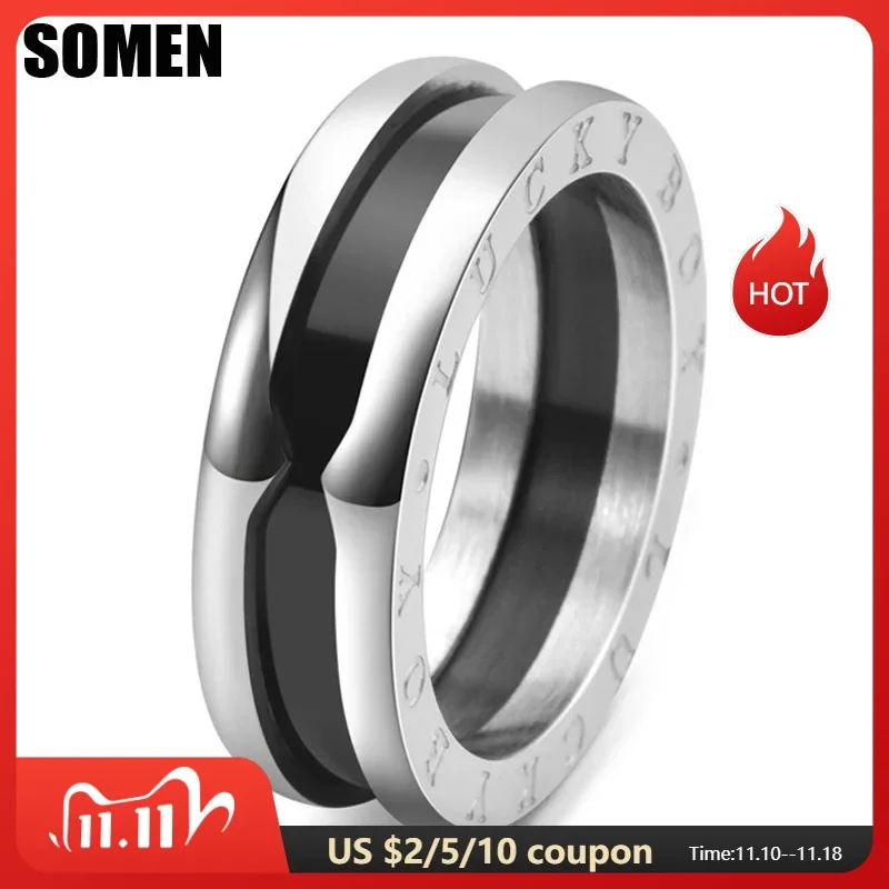 Somen Titanium Steel Imitation Ceramic Rings For Men Three-in-one Combination Finger Ring Pendant Simple Jewelry Gift Wholesales