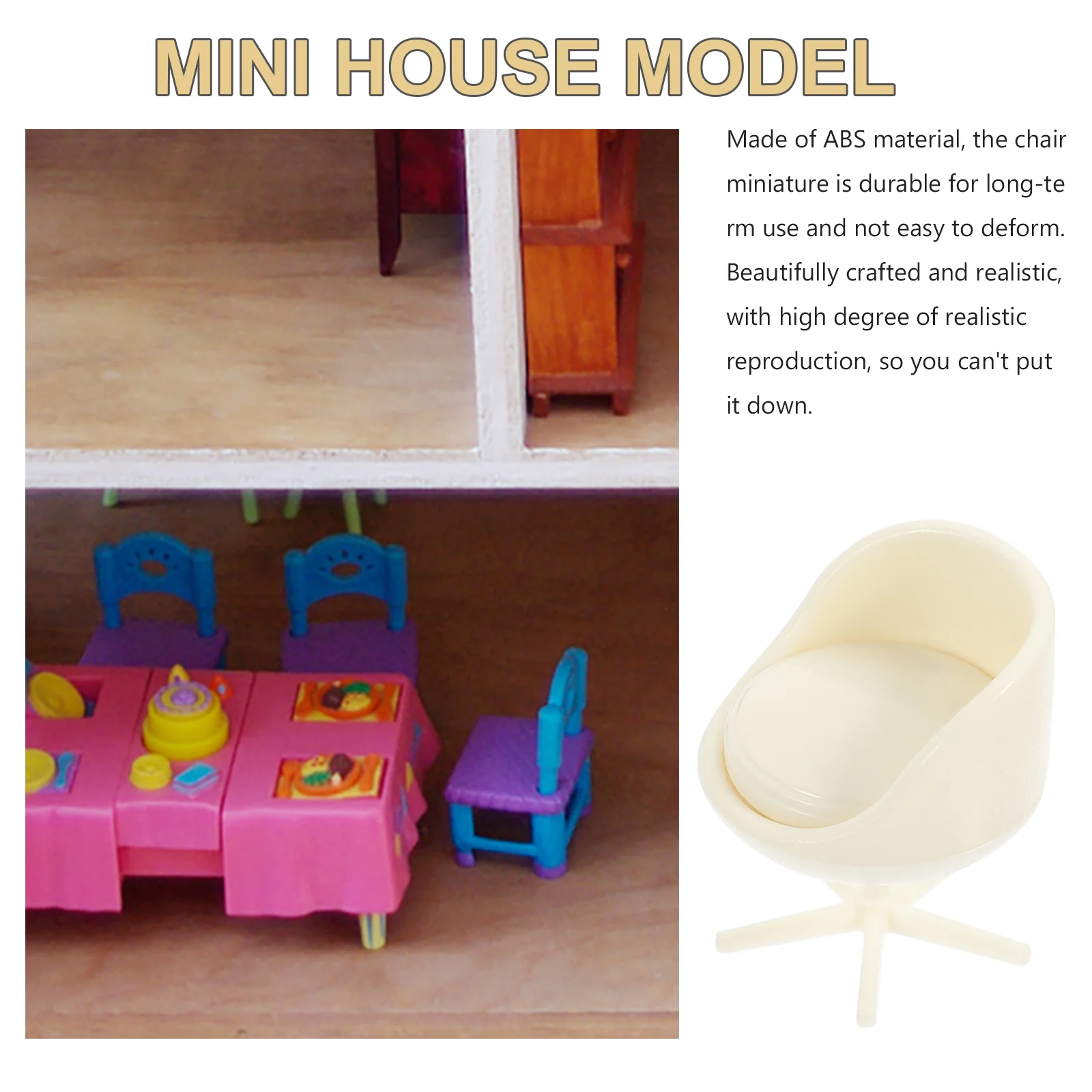 Adornos de sillas de dormitorio en miniatura para manualidades, muebles de casa, decoraciones de Abs blancos