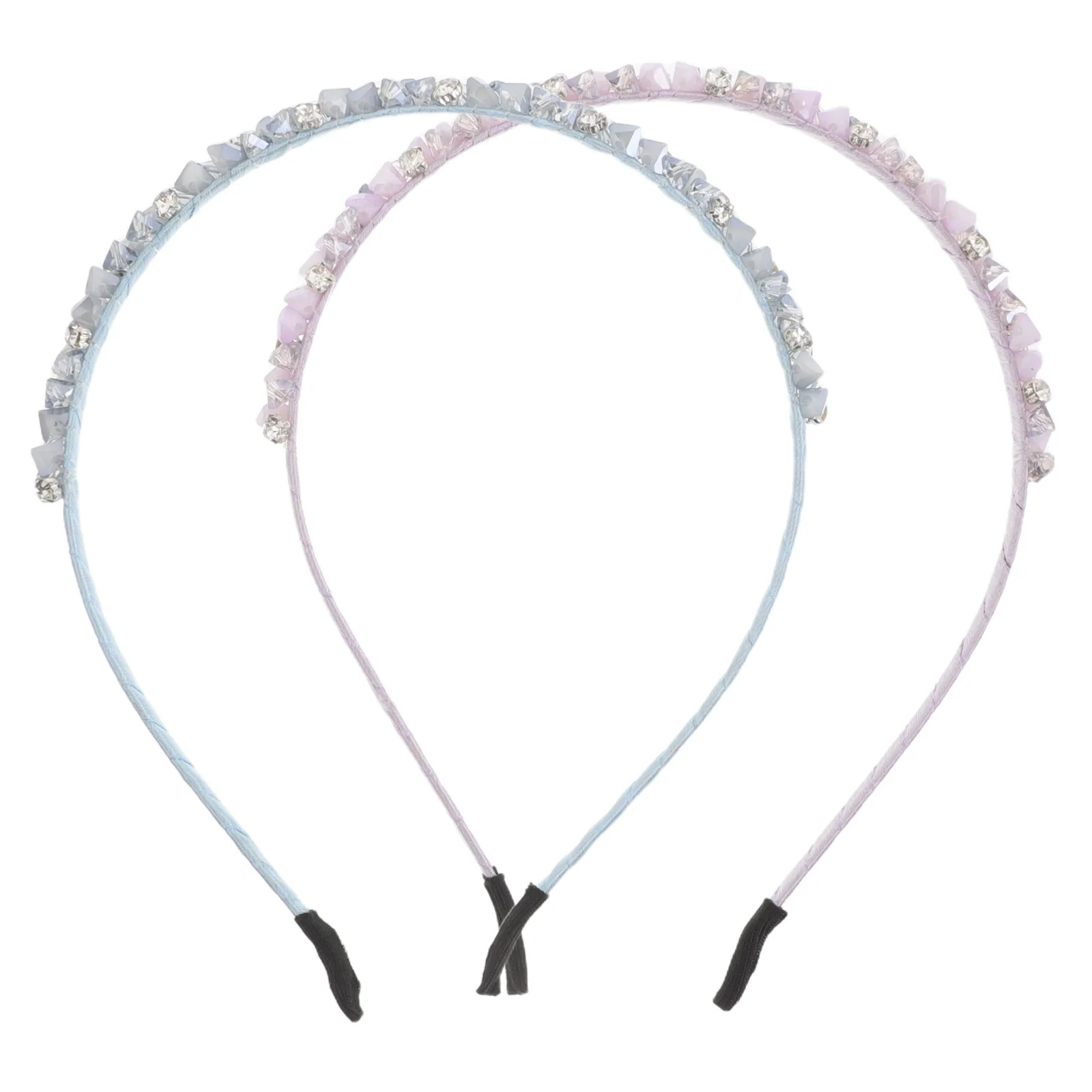 

2 шт., обруч для волос с кристаллами, имитация сверкающих лент для волос, фиолетовая, синяя, элегантная свадебная тиара, аксессуары для свадебной вечеринки
