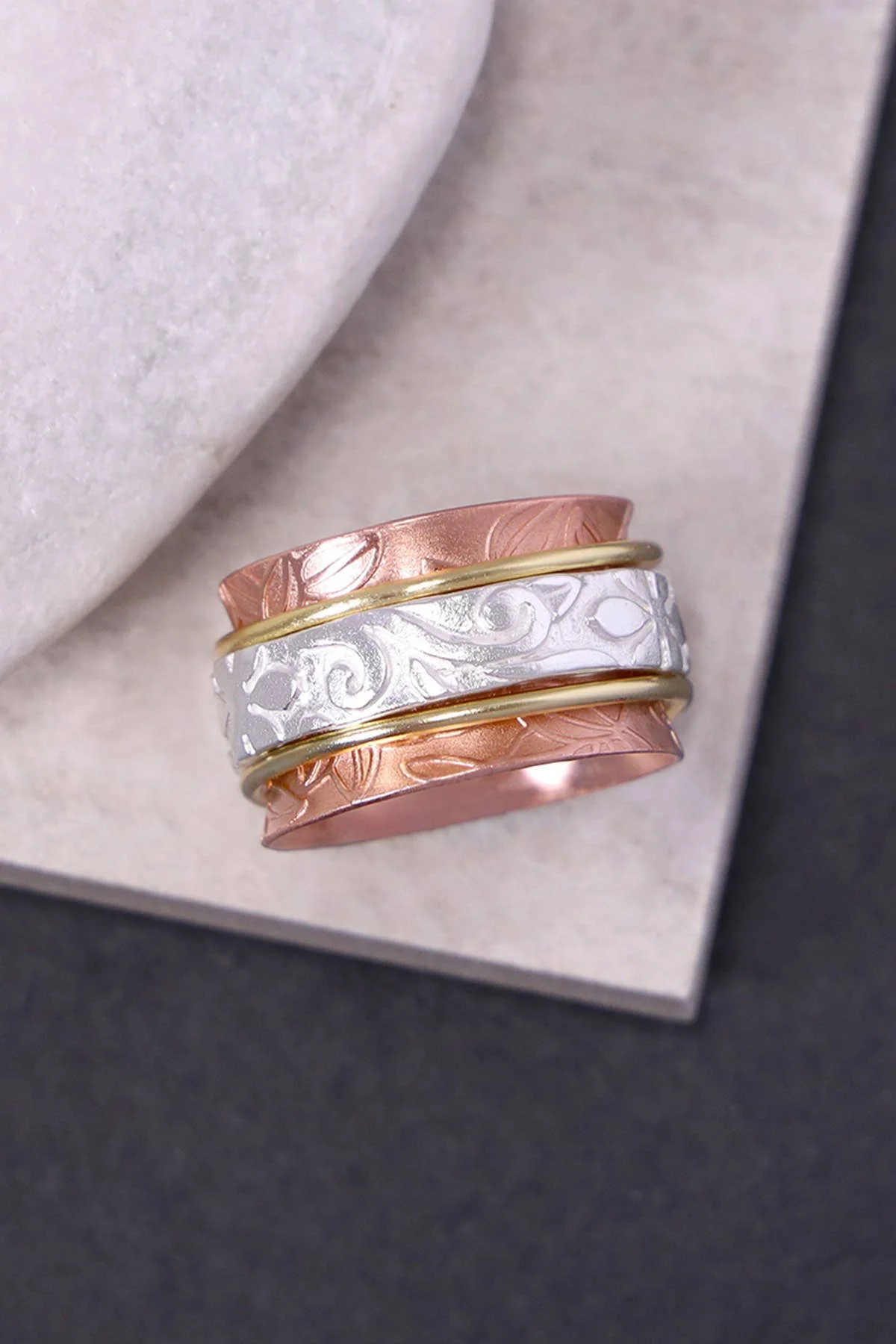 Leaf And Vine Rose Gold Plated Handmade Fashion Spinner Ring for Women