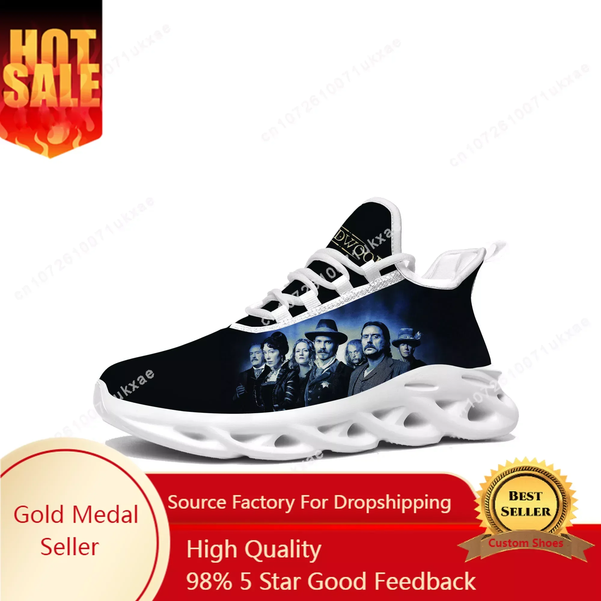 

Deadwood Flats Sneakers Mens Womens Sports Running Shoes Timothy Olyphant Ian McShane Sneaker Lace Up Mesh Footwear custom Shoe