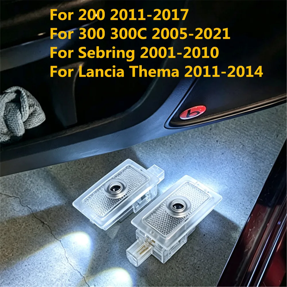 2X LED Car Door Interior Welcome Ghost Shadow Light For Chrysler 200 2011 - 2017 2012 2013 2014 300 300C Sebring Lancia Thema 2