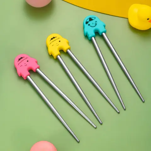 1pc Cartoon Practice Special Dining Chopsticks Children Beginners Removable Recycling
