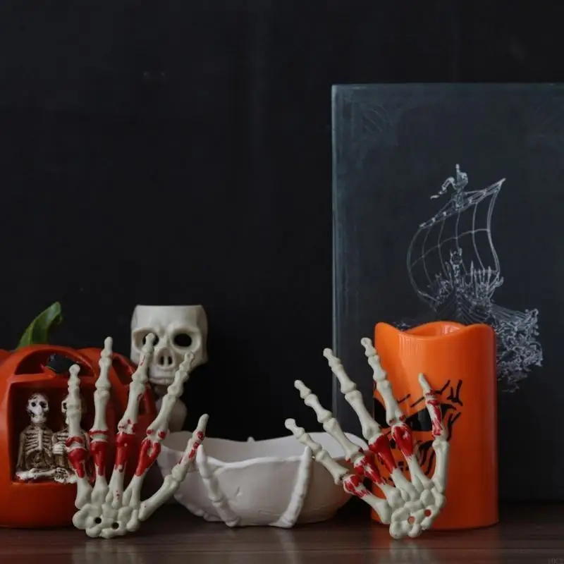 Halloween Spirit Skeleton Hands Realistic Plastic Scary Skeleton Hand Witch Skull Skeleton Hands for Haunted House Decors view 4