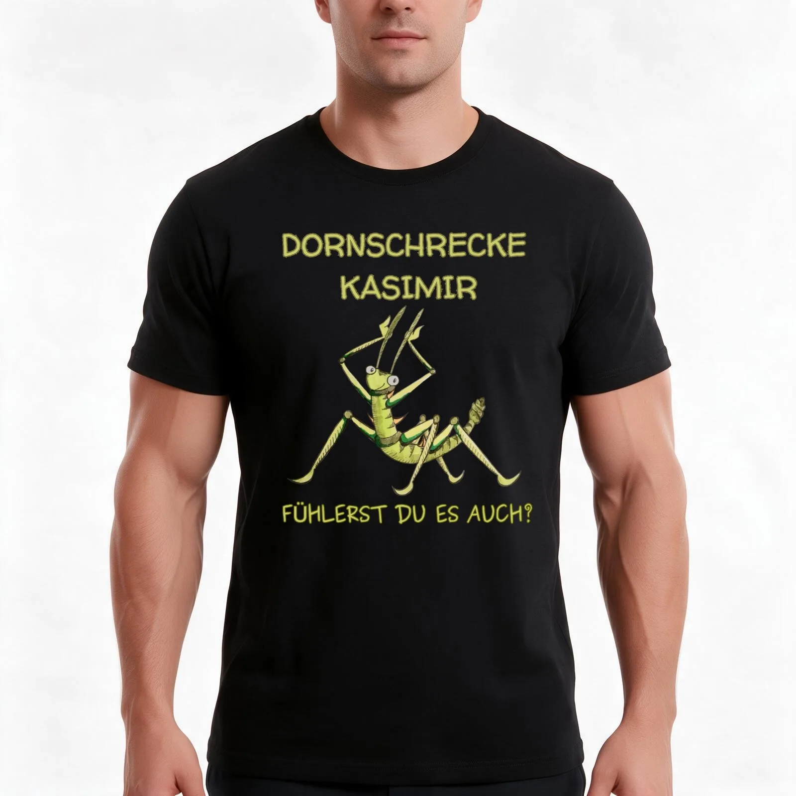Thorn grasshopper Kasimir sees the light of day with feelers. Do you too? T-Shirt, Summer Casual Cotton Tee, Unisex Men Women