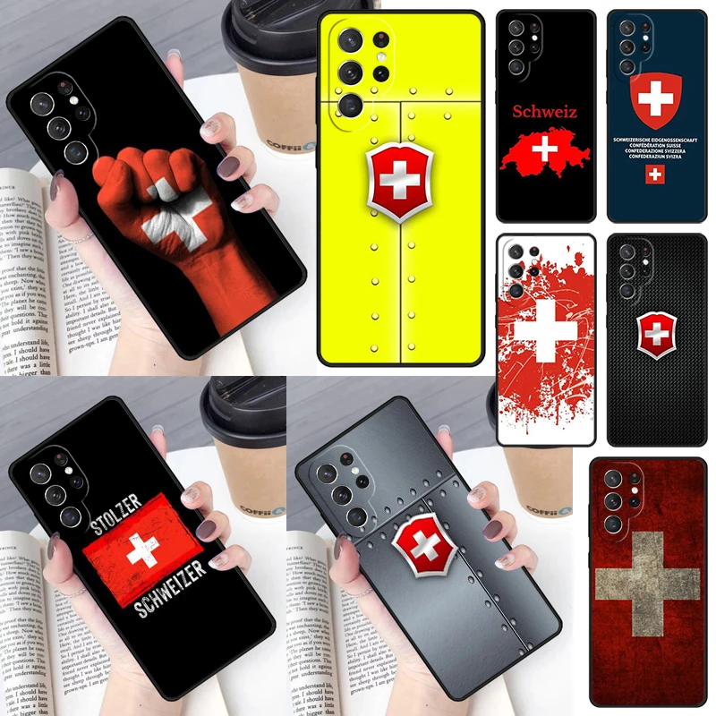 Switzerland Swiss Flag Phone Case for Samsung Galaxy S26 Ultra S25 S24 S23 S22 S21 S20 Note10 Plus FE Cover