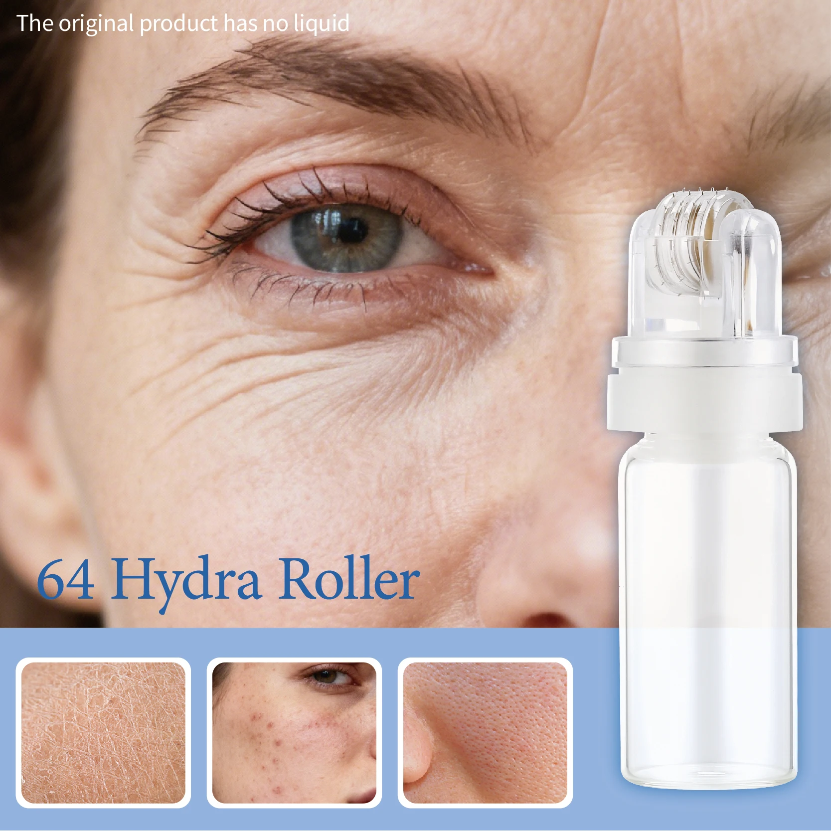 64 Hydra Microneedle Roller for Face, Beard, Hair and Lip Stamp, for Home Use, Needle Length 0.25mm