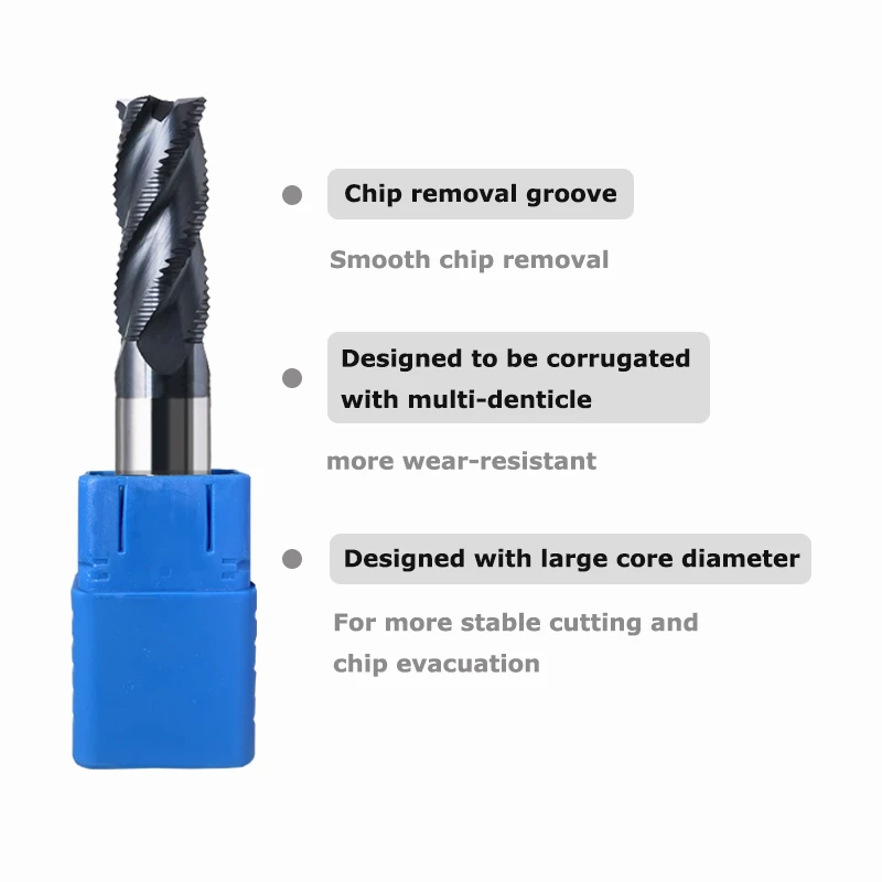 HRC45 Carbide Roughing End Mill 4 Flute CNC Bit For Steel Metal Roughing Machining 4mm 5mm 6mm 8mm 10mm 12mm 14mm 16mm 18mm 20mm