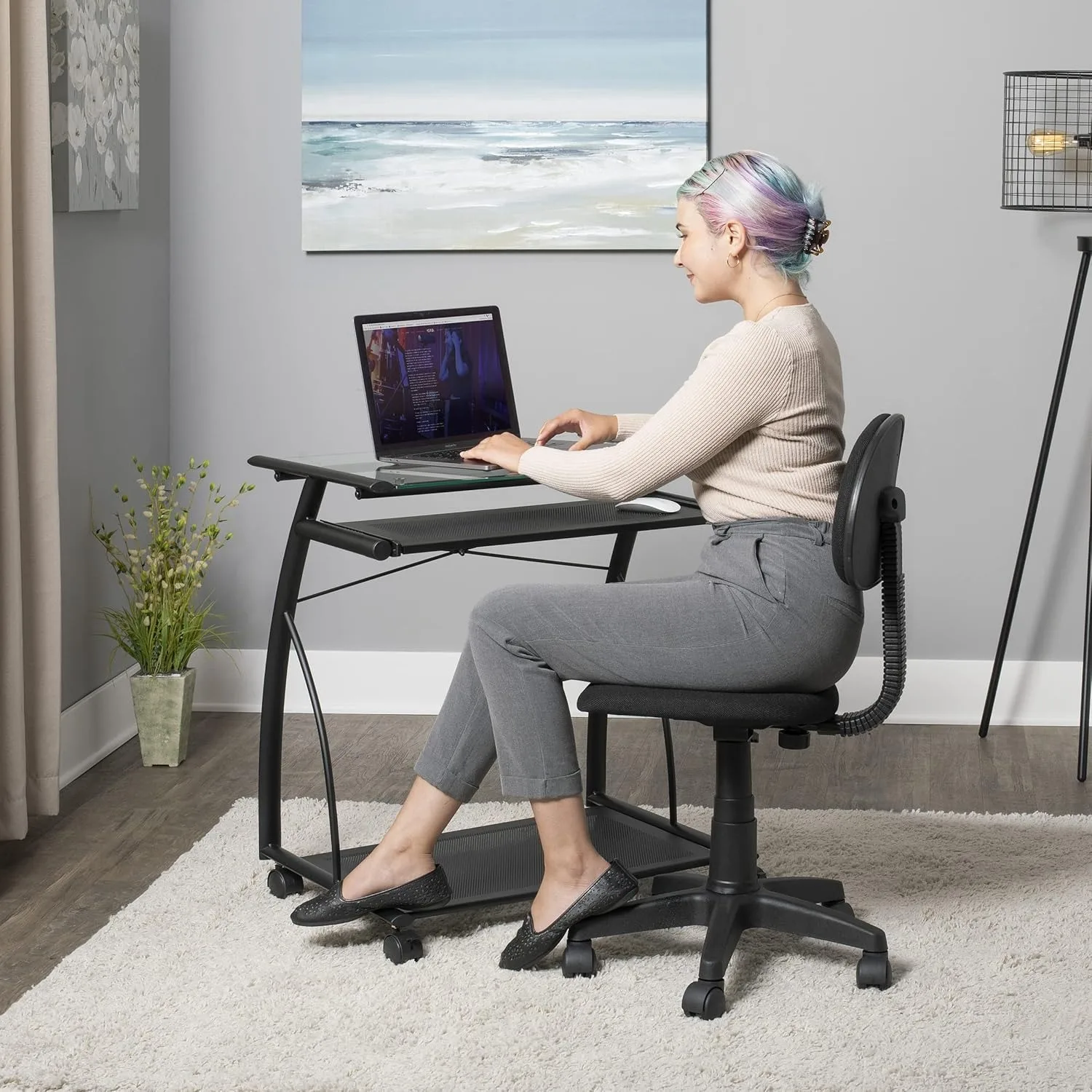 Designs L-Shaped Computer Home Office Desks and Laptop Cart