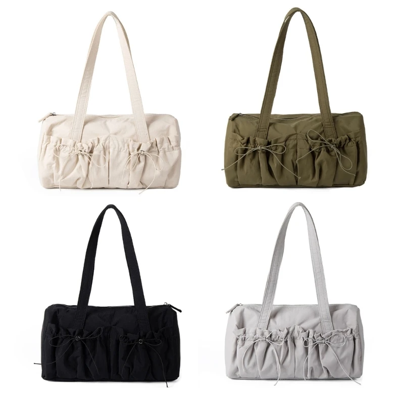 

Fashionable Nylon Handbags With Butterfly Bows Versatile Large Shoulder Bag