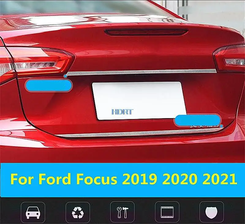 

Для Ford Focus 2019 2020 2021 Автомобильная крышка багажника из нержавеющей стали облицовочные полосы Стайлинг задние ворота молдинг дверная защита