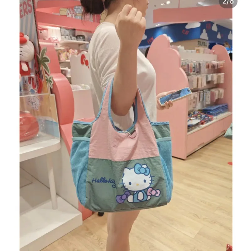 Sanrio Kawaii Hello Kitty Kuromi Anime Handbag Lightweight Girl Heart Cute Cartoon Commuter Bag Tote Bag Large Capacity Kid Gift