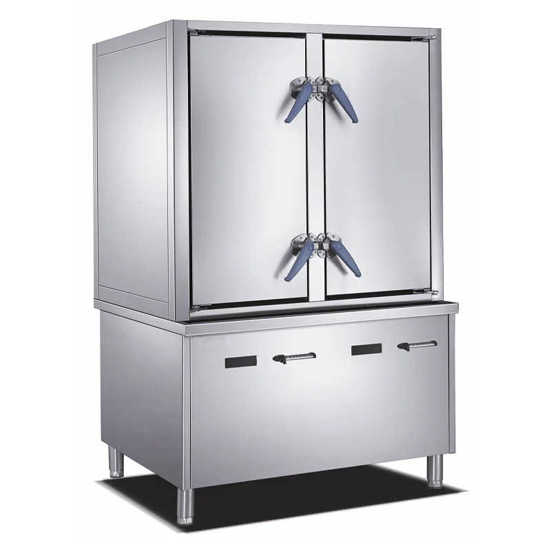 Commercial Kitchen Stainless Steel Double Doors Food Steam Cabinet High-Capacity Rice Food Steamer For Restaurants Hotels