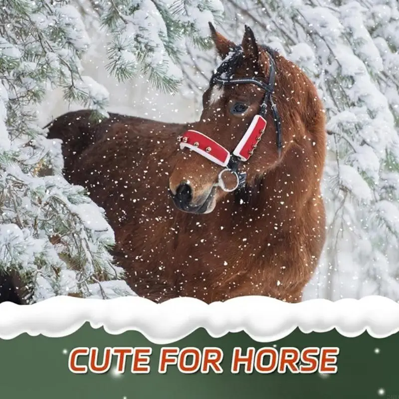 Christmas Horse Halter Cover Set Three Part Decor Overlay for Existing Halters, Red White Nylon Accessory for Holiday 24BD