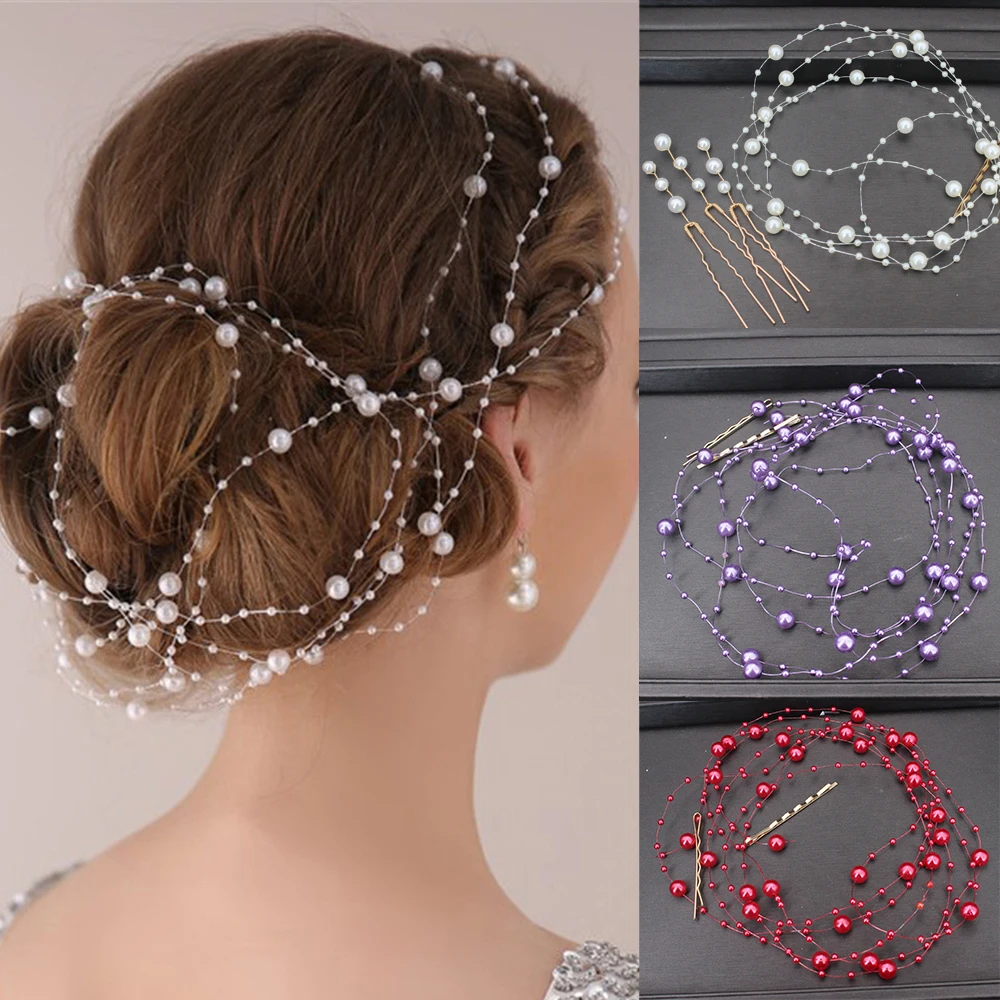 Elegant Bridal Hair Vine Beads Handmade Women Headband for Banquet Party Hair Ornaments Wedding Hair Jewelry Accessories Gifts