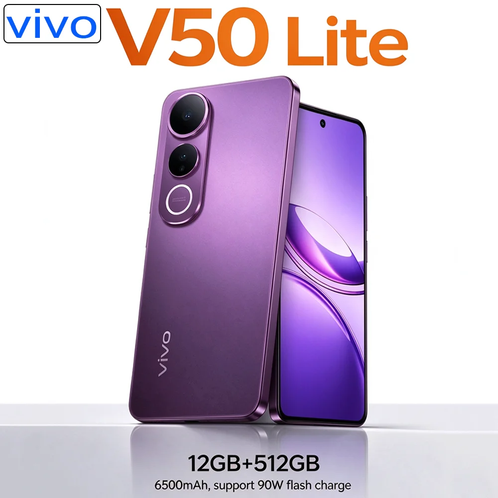 VIVO V50 Lite 5G Smart Unlock Mobile Phone Global Edition, 6.67' AMOLED Large Screen / 6500mAh Long Battery Life / 12GB + 512GB
