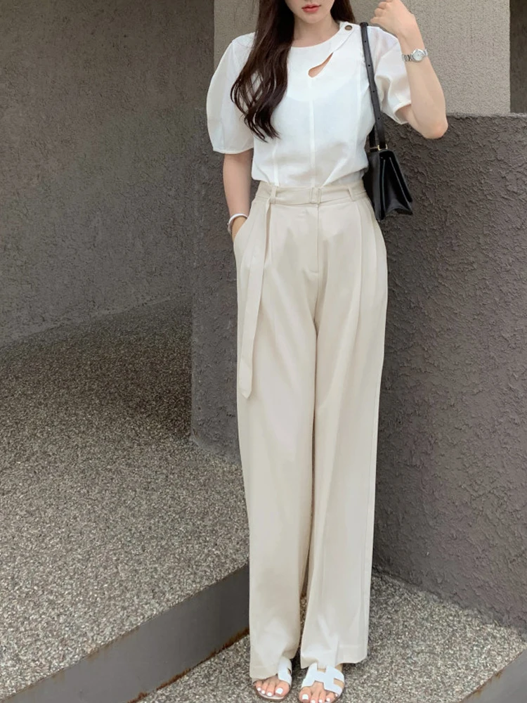 

High Waist Straight Leg Casual Pants Women's Korean Sle Loose Fit Versatile Spring Summer New Arrival Slimming Design