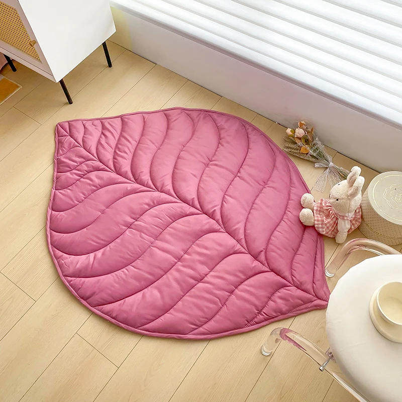 Creative Play Mat Kid Room Baby Climbing Pad Green Carpet Leaf Shaped 143*107cm Nordic Tapetes Home Tapis Dual-use Soft Quilt