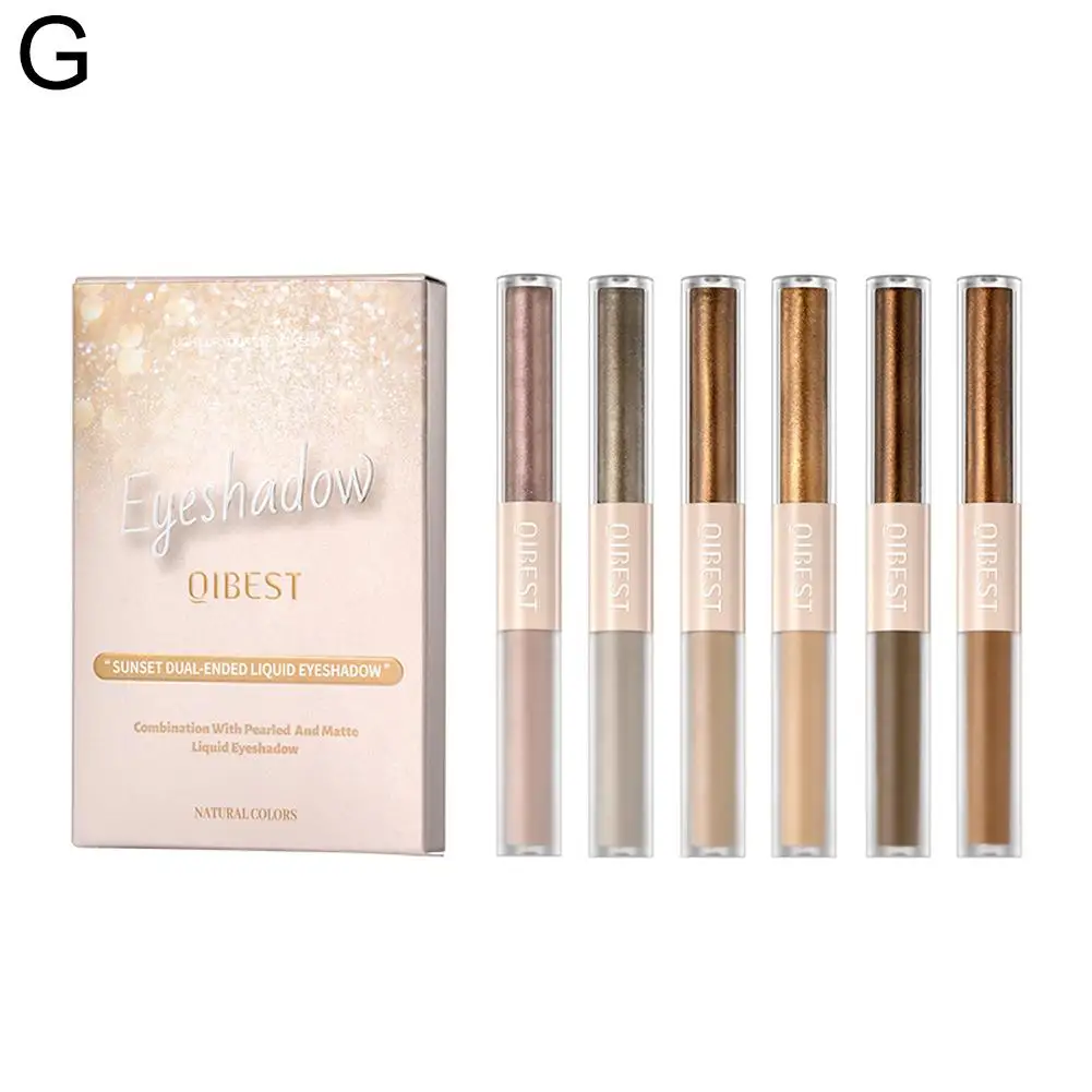 1 Uds sombra de ojos líquida de doble extremo 2 en 1 lápiz en barra cosméticos Bicolor maquillaje impermeable mujeres mate brillo sombra de ojos Shi N5C2