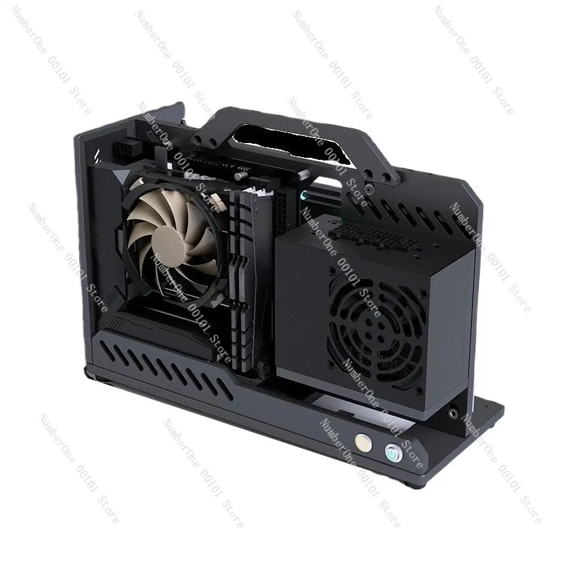 Portable ITX Open Frame Rack Style PC Case Full Aluminum Alloy Chassis Vertical GPU Mount SFX PSU Support Compact DIY Test Bench