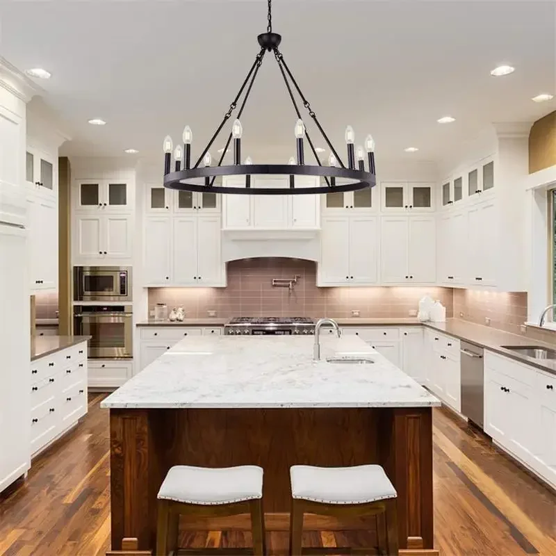 Modern Retro Round Led Pendant Lights Black Ceiling Chandelier Living Room Restaurant Decoration Lighting Hanging Lamps Fixtures