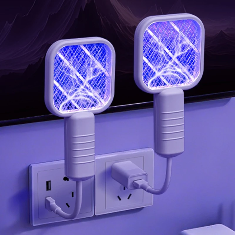 Portable Electric USB Mosquito Swatter Trap Electric Shock Mini Fly Bug Zapper UV Light  Insect Racket for Bedroom Pest Control
