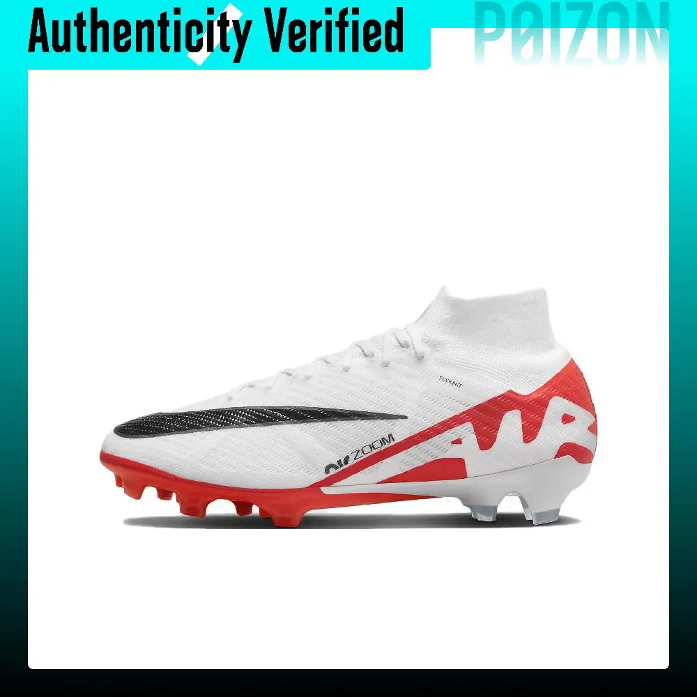 Nike Mercurial Superfly 9 FG Firm Ground Natural Grass Soccer Shoes Unisex White Black Red DJ4977-600