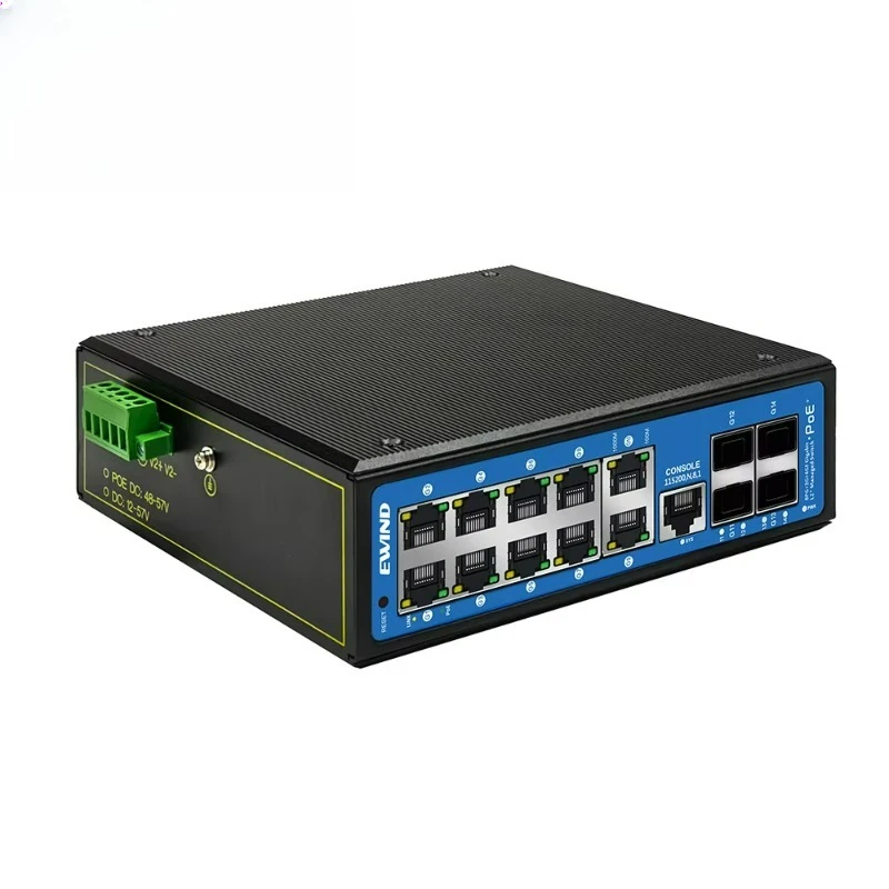 Gigabit Industrial Network Switch 14 Port 10/100/1000mbps Din-rail Dual Dc Input Unmanaged Switch for Ip Camera
