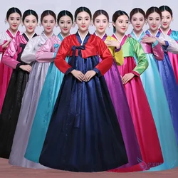 Hanbok Korean Multicolor Traditional Korean Hanbok Dress Female Korean Folk Stage Dance Costume Korea Traditional Costume 한복