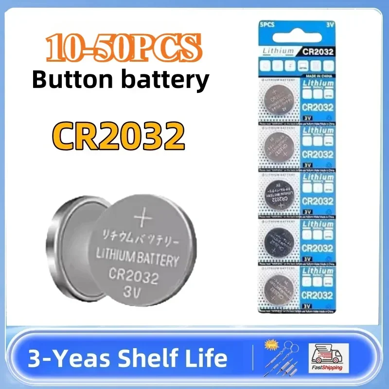 10-50PCS 3V CR2032 Lithium Button Battery BR2032 ECR2032 LM2032 5004LC Coin Cell Watch Batteries For Toy Clock Remote Control