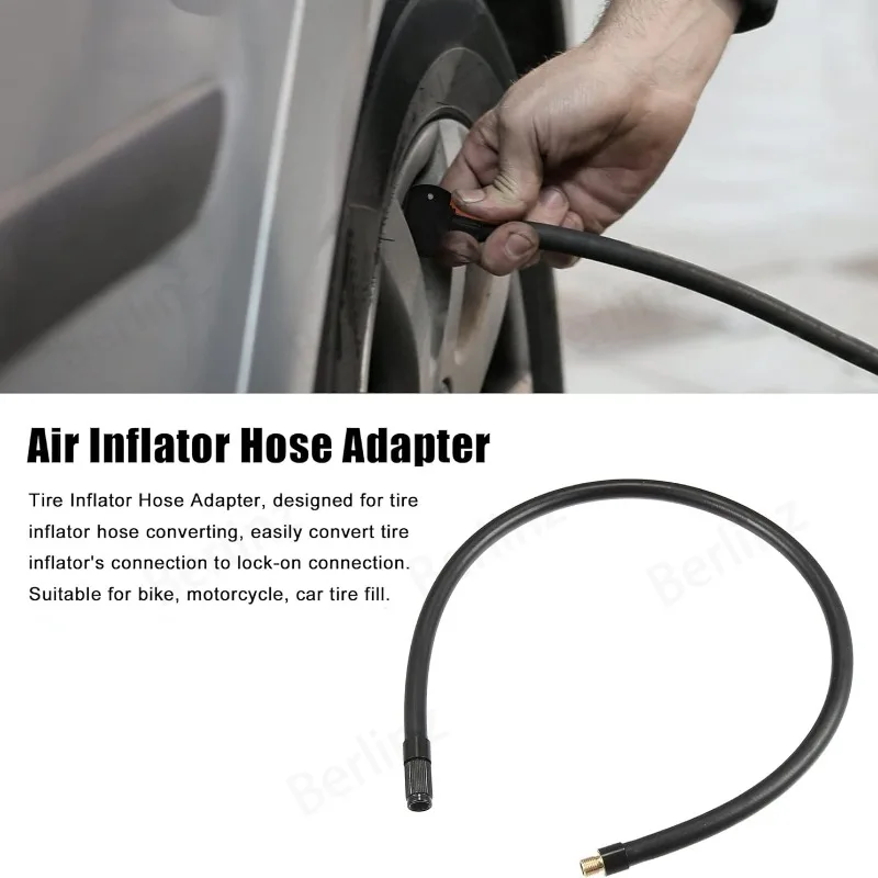 Threaded Tire Inflator Extension Hose Chuck Adapter Air Pump Tube Tire Valve Connection Pipe for Car Truck Bike Copper Rubber