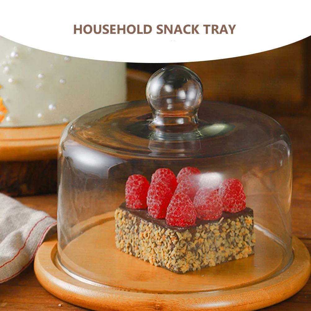 

1Pcs Dessert Tray Household Snack Tray Glass Cover Simple Appearance Multipurpose Food Serving Plate Sturdy Useful