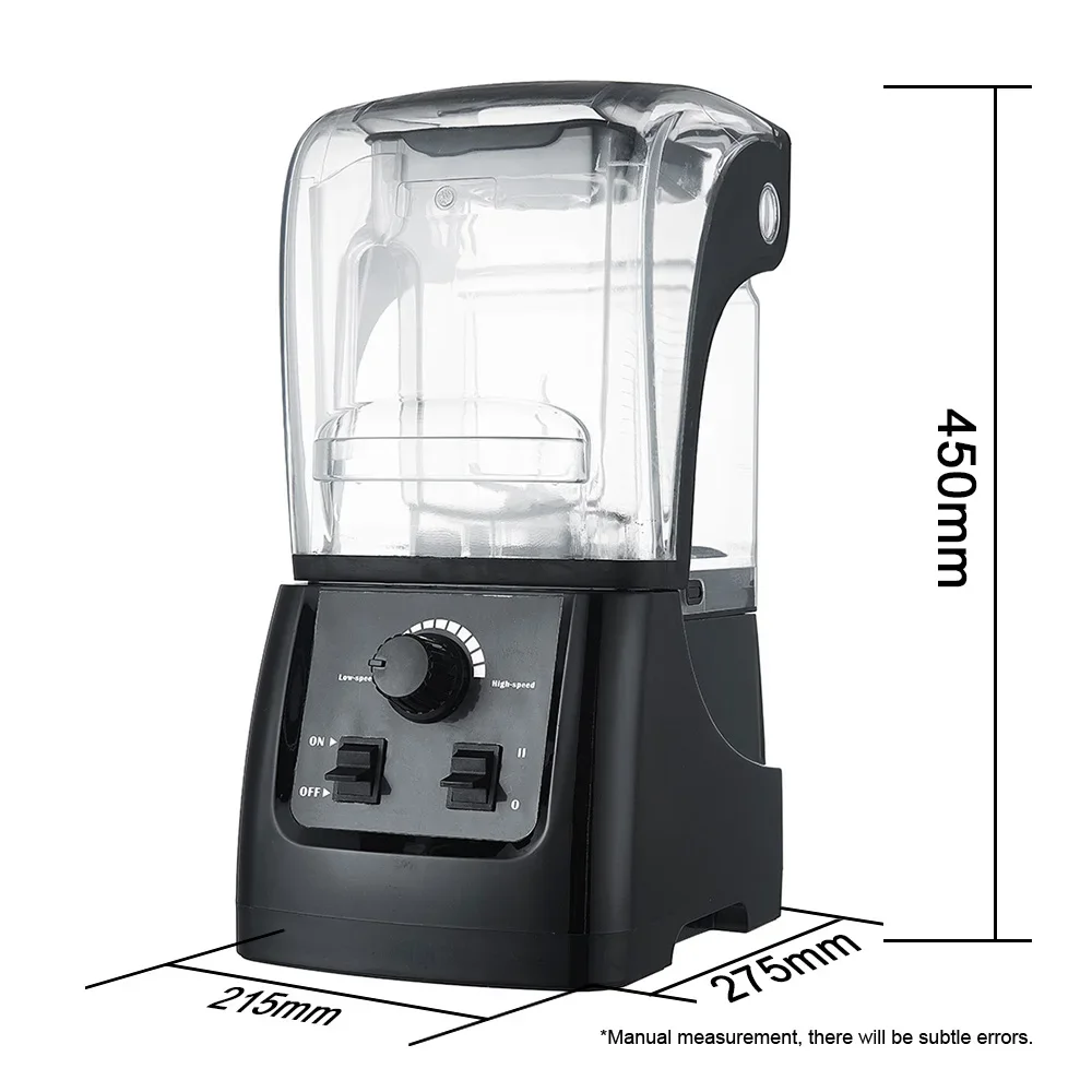 Ideagree 2500W Commercial Blender Large 5L Jar Variable Speed Low Noise Soundproof Cover for Coffee Shop for Household Hotel Use