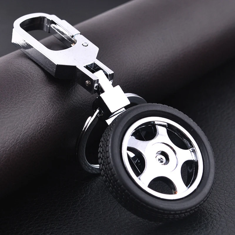 

Rotatable Tire Keychain Keyring Funny Creative Classic Car Wheel Style Metal Key Ring Mini Cute Gift