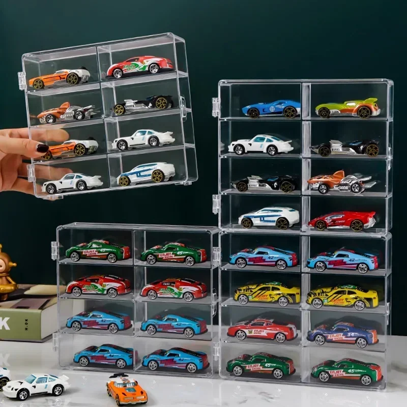 1:64 Acrylic Car Display Box For Hot Wheels Car Model Toy 8 Grid Cabinet Rack Dustproof Stackable Car Storage Box For Hotwheels