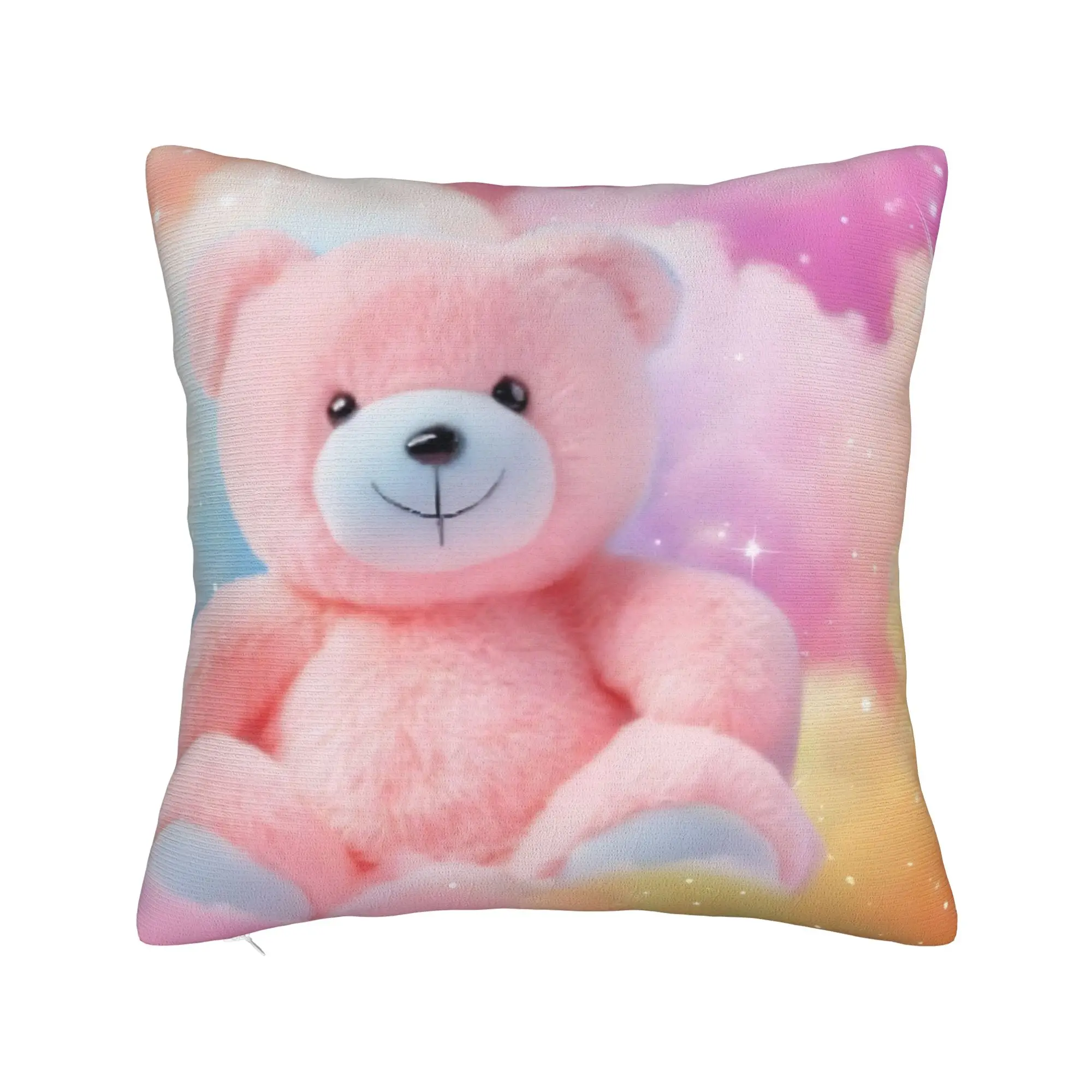Pastel Polka Dot Playroom Cute Teddys Bear Square Pillow Cases  Cushion Cover Funny Throw Pillow Case Cover for Seat 40*40cm