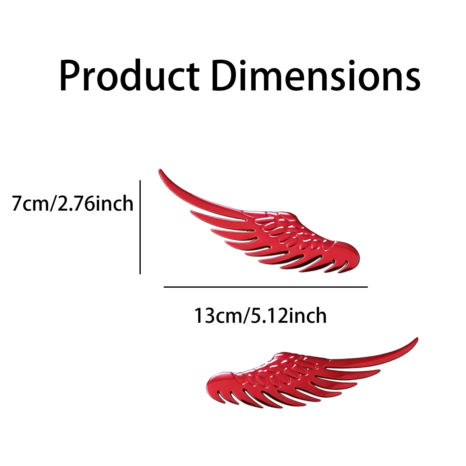 2pcs 3D Car Sticker Personality Creative Big Angel Wings Auto Exterior accessories Car Decorative Items（Red Sliver Golden ）