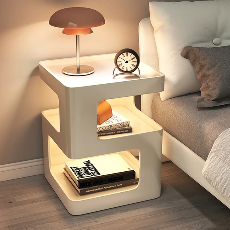 

Bedside table Small creative wrought iron bedside table substitute Modern simple light luxury household bedroom bedside rack