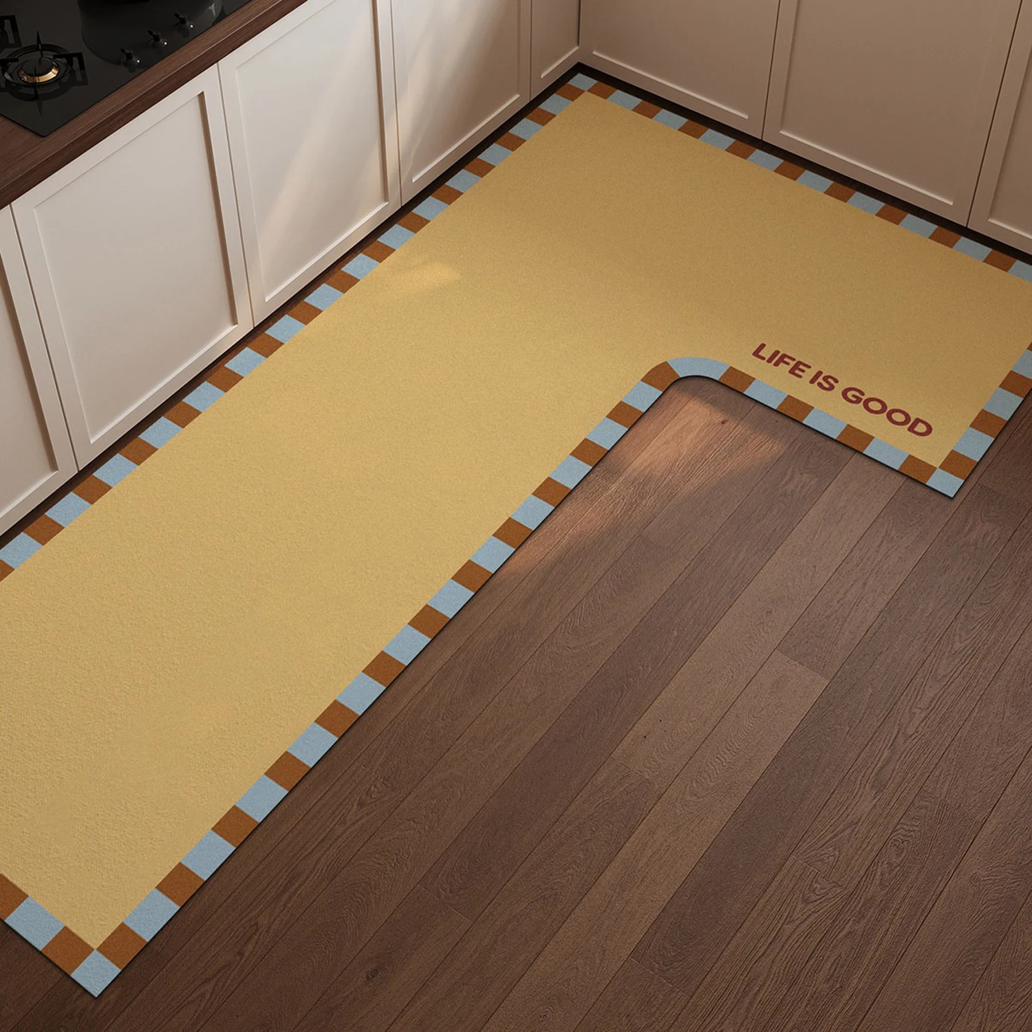 L-shaped Kitchen Floor Mat Oil-proof Waterproof Non-slip Kitchen Carpet PVC Leather Washable Kitchen Rugs 주방 깔개 Коврик Для Кухни