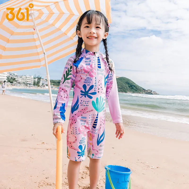 361 ° ragazze un pezzo professionale manica lunga cerniera anteriore surf costume da bagno UPF50 + protezione solare spiaggia bagno Rash Guard