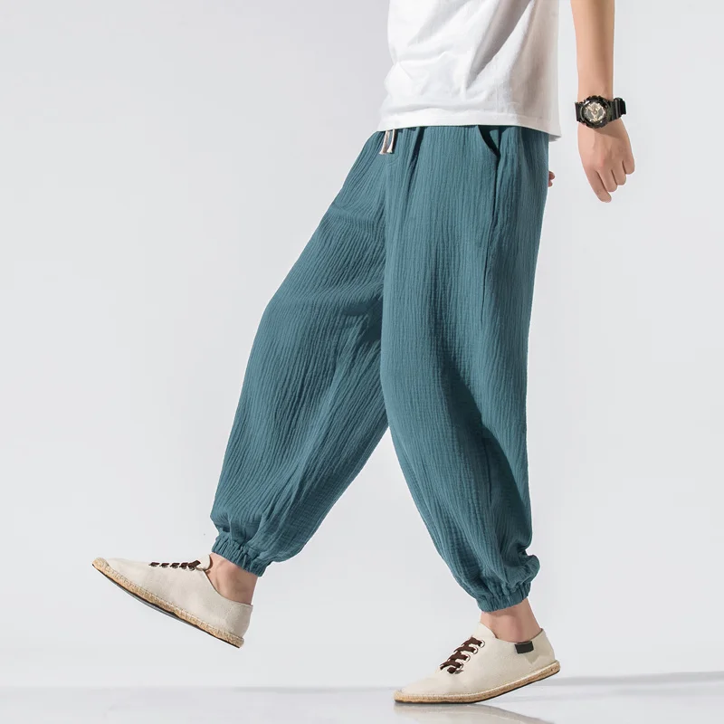 

Chinese Traditional Costumes Loose Plus Size Casual Pants Men Clothing Ethnic Retro Thin Bloomers 2022 Oversized Joggers Male