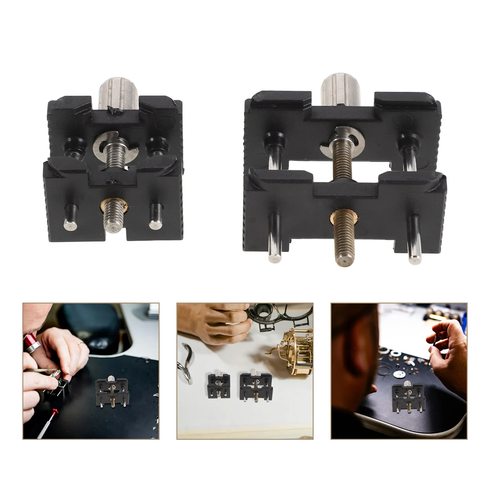 2Pcs Watch Movement Holder Precise Metal Extendable Reversible Clamp for Professional Repair Watchmaking Tools Repair Pad Base