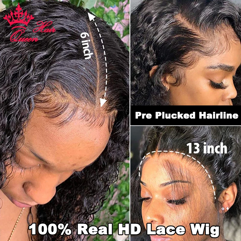 Real Invisible HD Lace Wigs Deep Curly Wave Natural Hairline Human Raw Hair Wigs Indian Pre-plucked Lace Front Human Hair Wigs