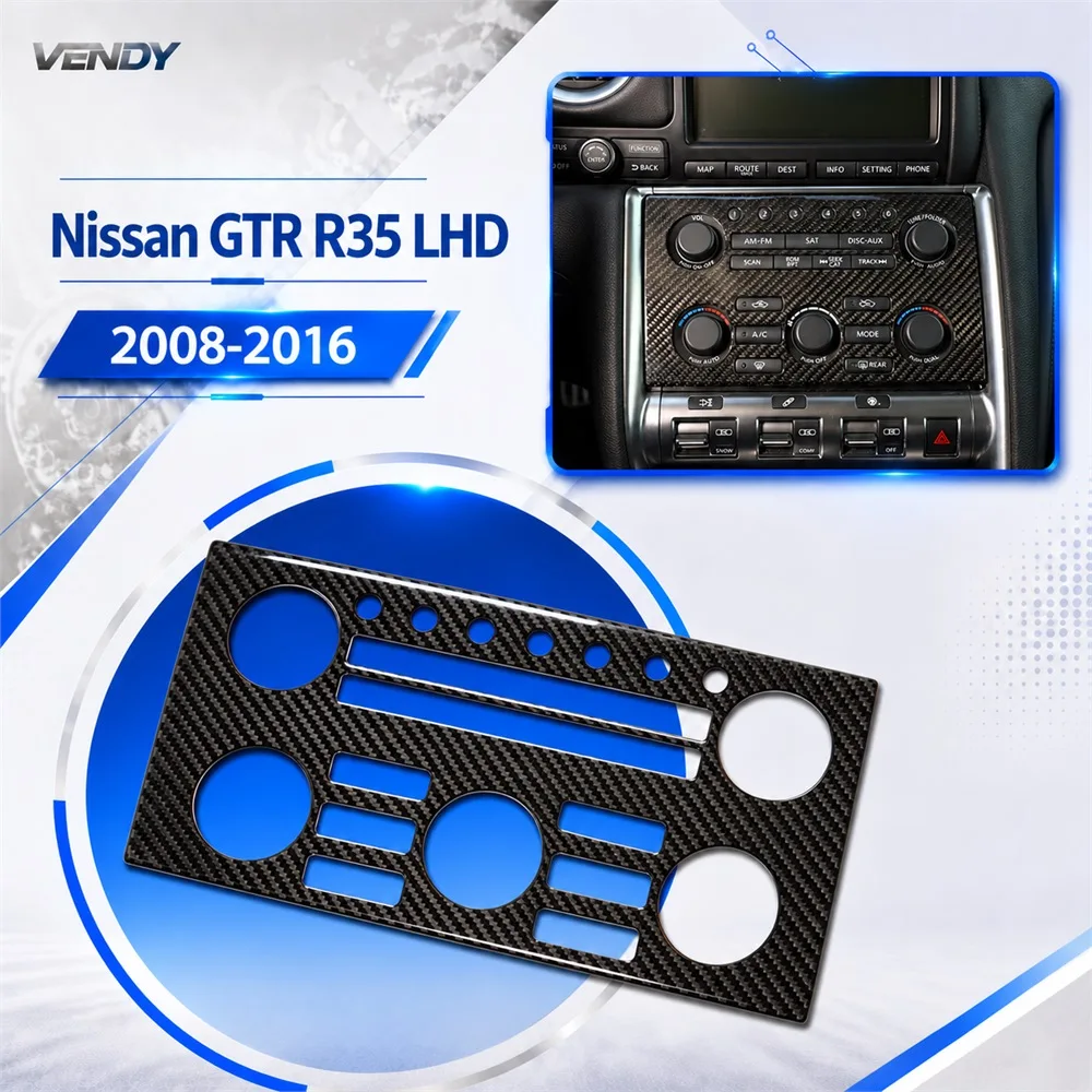 Real Carbon Fiber For Nissan GTR R35 2008-2016 LHD Center Console Volume CD Panel RHD Cover Trim Modified Parts Accessories