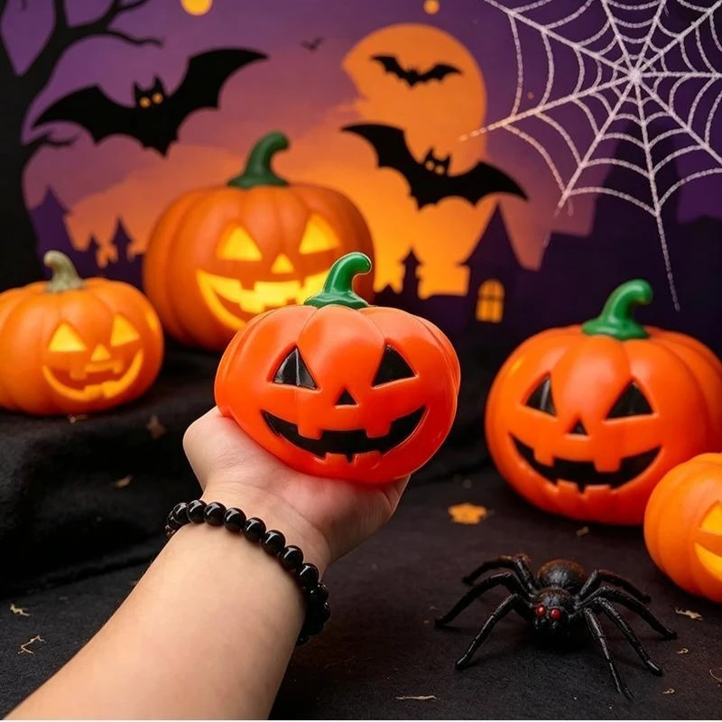New 15cm Large Halloween Pumpkin Flour Squeezing Soft Rubber Stress Relieving Toy Student Office Stress Relieving Tool