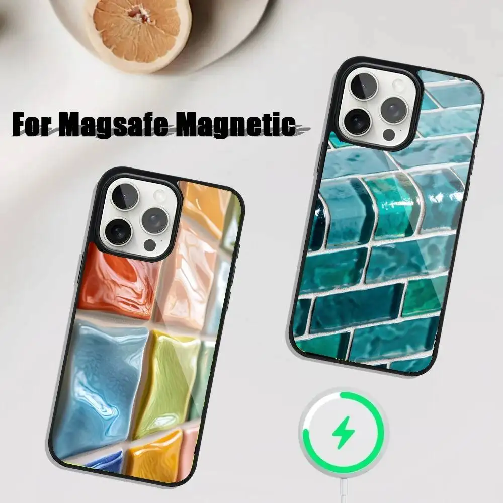 Capa de telefone com design de piscina externa vibrante iPhone 17,16,15,14,13,12,11,Pro,Max,Plus,Mini,SE4,E Carregamento sem fio magnético Magsafe